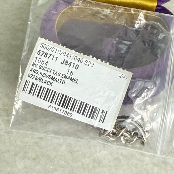 Gucci 678711 Unisex Sterling Silver Chain Ring with Black plaque, SZ 18, 16 - Picture 13 of 13